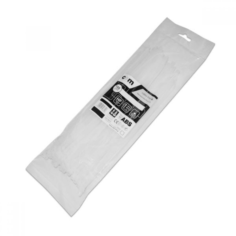 Δεματικά καλωδίων  Λευκά 4.8 x 430mm 100τεμ/Συσκ COM